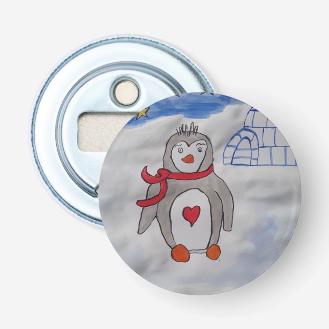 Winter Snow Penguin Bottle Opener (Front)