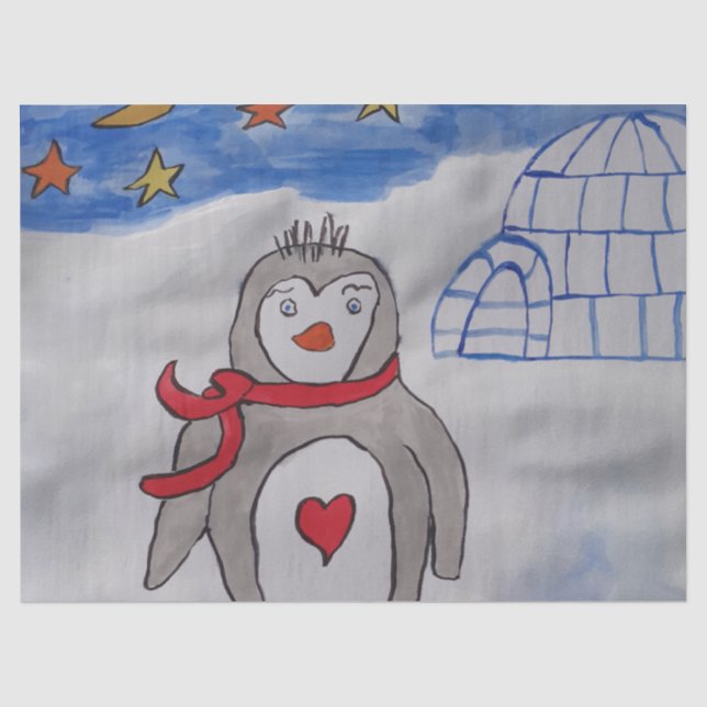 Winter Snow Penguin Tissue Paper (Front)