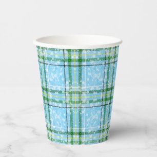 Winter Snow Plaid Tartan Design  Paper Cups