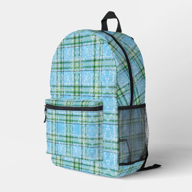 Winter Snow Plaid Tartan Design  Printed Backpack (Back Corner Right)