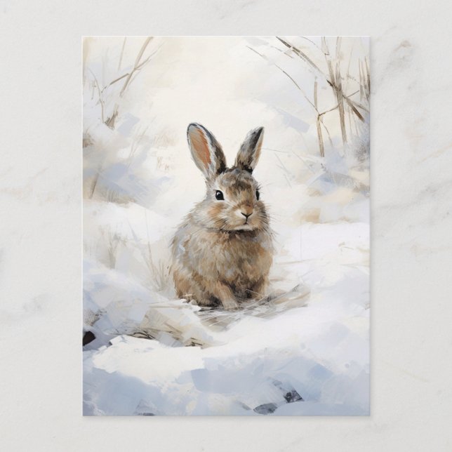 Winter Snow Rabbit Postcard (Front)
