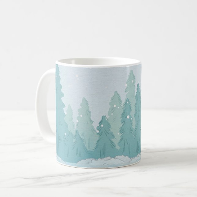 Winter Snow Scene Pine Tree Festive season scene Coffee Mug (Front Left)