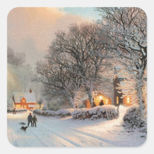 Winter Snow Scene Square Sticker
