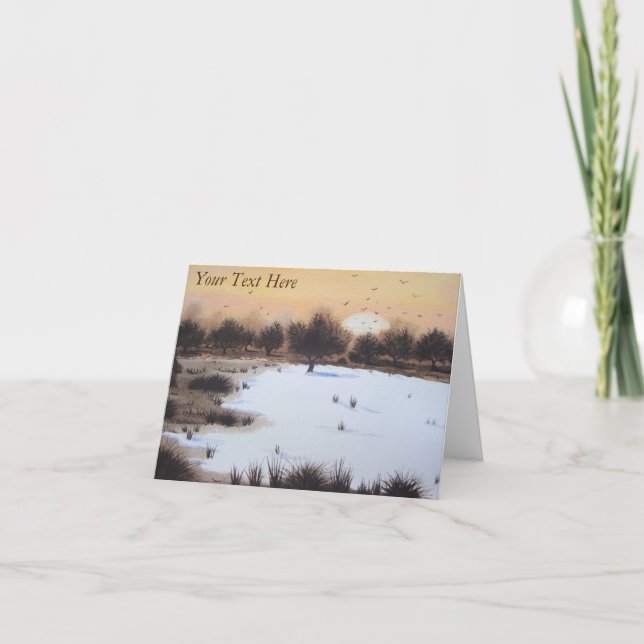 winter Snow scene woodland landscape Holiday Card (Front)