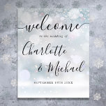 Winter Snow Signature Script Wedding Welcome Sign<br><div class="desc">Featuring signature style names,  this elegant winter snowflakes welcome sign can be personalized with your information in chic lettering. Designed by Thisisnotme©</div>