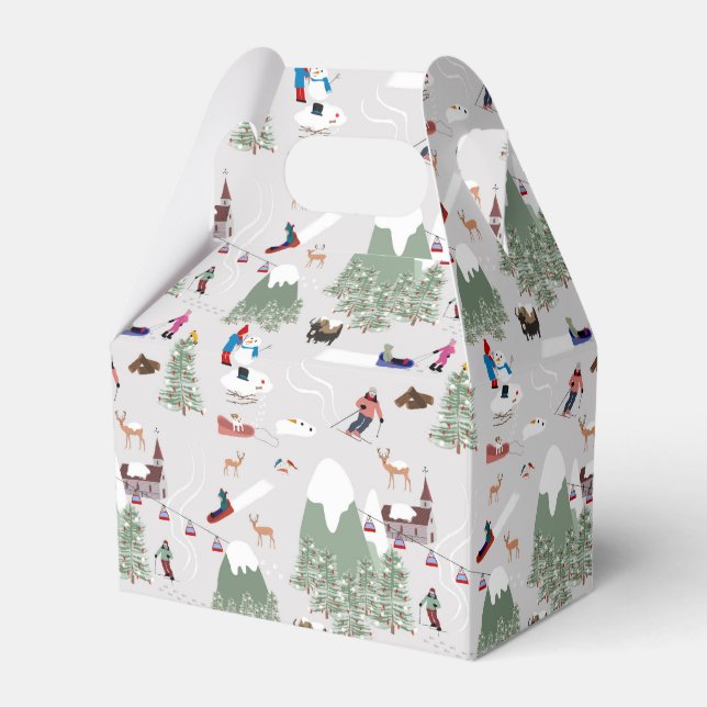 Winter Snow Skiing Mountain Ski Slopes Landscape Favor Box (Front Side)