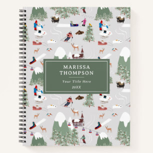 Winter Snow Skiing Mountain Ski Slopes Landscape Notebook