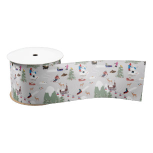 Winter Snow Skiing Mountain Ski Slopes Landscape Satin Ribbon