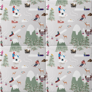 Winter Snow Skiing Mountain Ski Slopes Landscape Tile