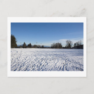 winter snow soccer field postcard