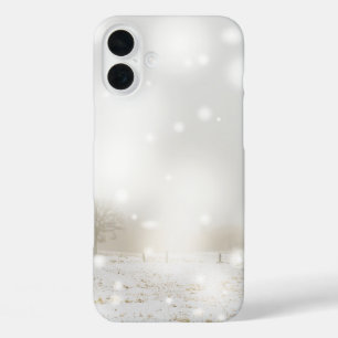 Winter Snow sparkly black and White iPhone 16 Plus Case