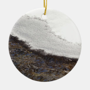 Winter Snow Stream Stripes Ceramic Ornament
