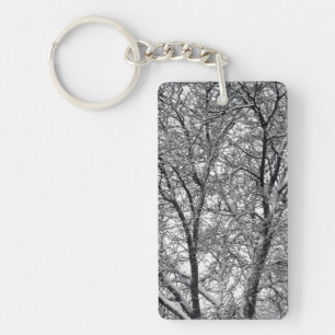 Winter Snow Tree Branches Photograph Keychain
