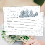 Winter snow trees baby shower advice wishes card<br><div class="desc">Winter snowflakes with forest pine trees for baby boy shower or gender neutral baby shower. Advice and wishes cards for parents to be.</div>