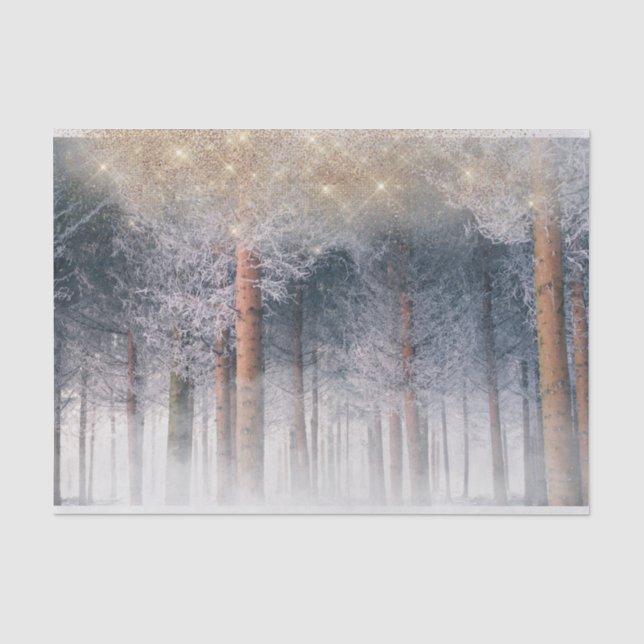 Winter Snow Trees Forest Woodlands Tissue Paper (Front)