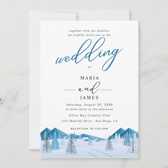 Winter Snow Wedding Invitation (Front)