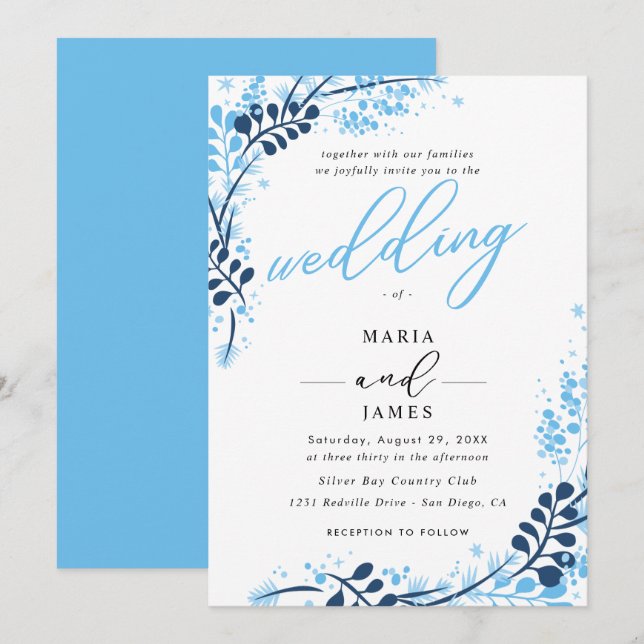 Winter Snow Wedding Invitation (Front/Back)