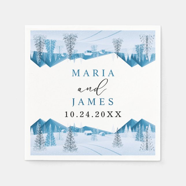 Winter Snow Wedding Napkin (Front)