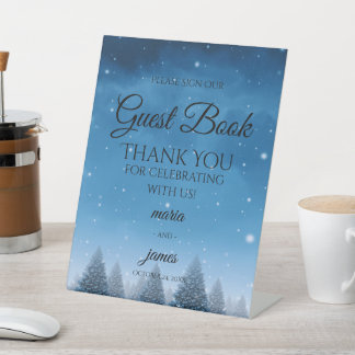 Winter Snow Wedding Pedestal Sign