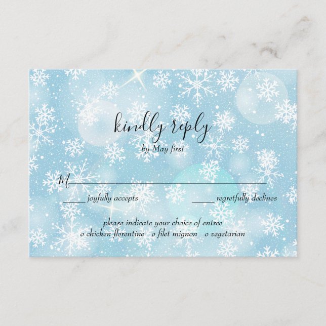 Winter Snow Wedding Rsvp Card (Front)