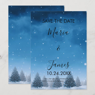 Winter Snow Wedding Save The Date