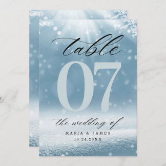 Winter Snow Wedding Table Number