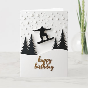 Winter Snowboarder Birthday Card