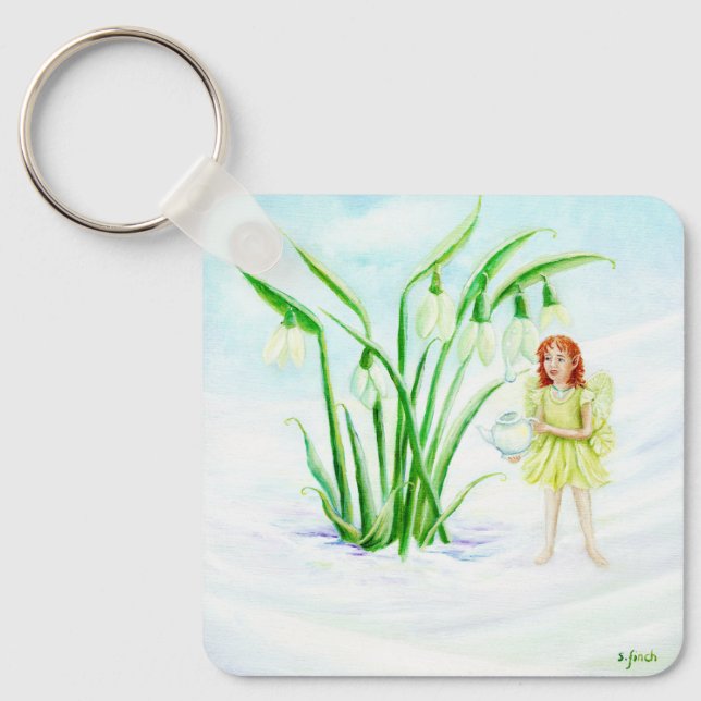 Winter Snowdrop Fairy Magic Keychain (Front)