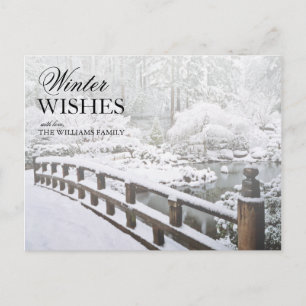 Winter Snowfall at the Japanese Garden Postcard