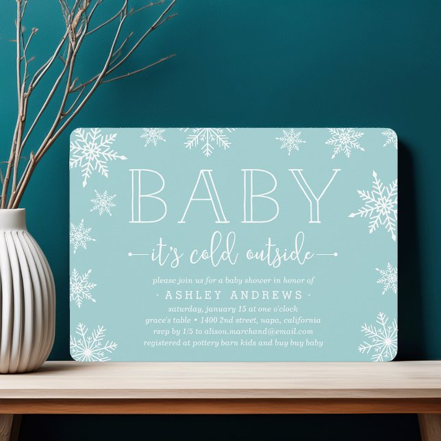 Winter Snowfall Baby Shower Invitation | Aqua (Creator Uploaded)