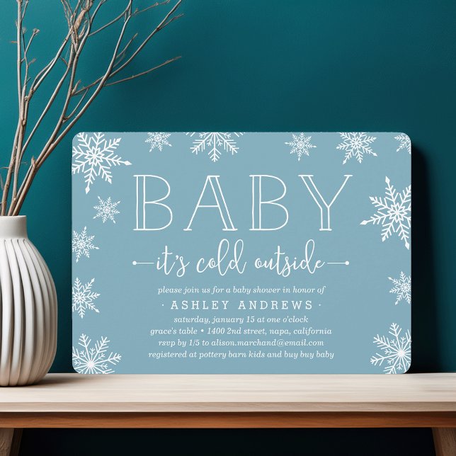 Winter Snowfall Baby Shower Invitation | Blue (Creator Uploaded)