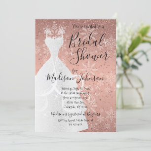  Winter Snowfall Bridal Shower  - Rose Gold Invitation