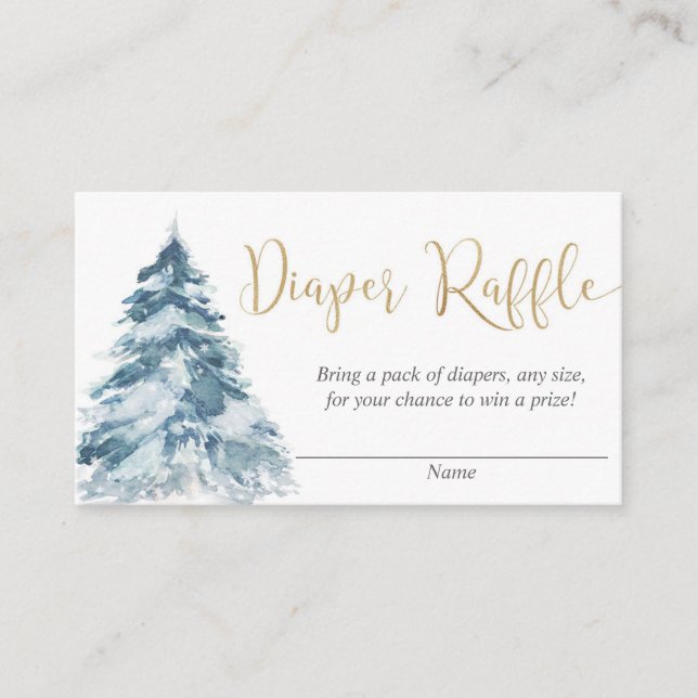 Winter snowfall gender neutral diaper raffle cards (Front)