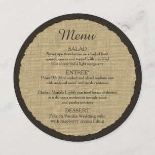 Winter Snowflake and Burlap Round Menu