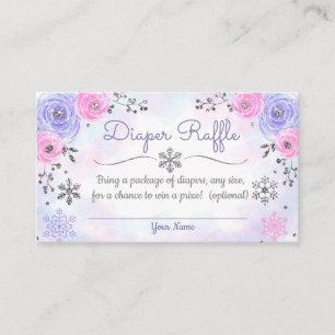 Winter Snowflake Baby Shower Diaper Raffle Card