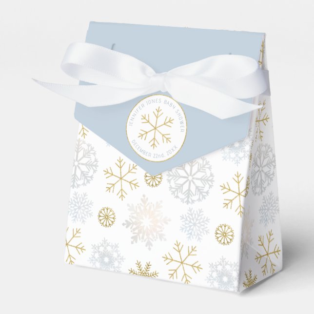 Winter Snowflake Baby Shower Favour Box (Front Side)