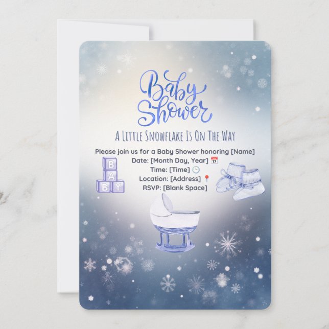 Winter Snowflake Baby Shower Invitation (Devant)