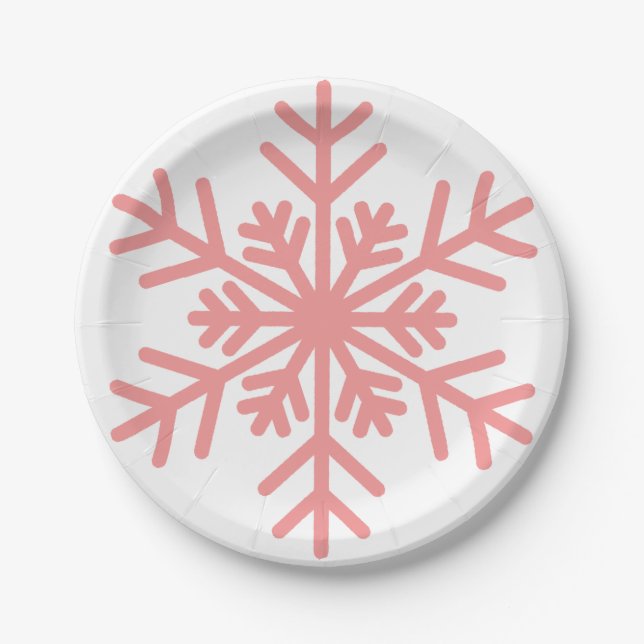 Winter Snowflake Baby Shower Paper Plates Girl (Front)