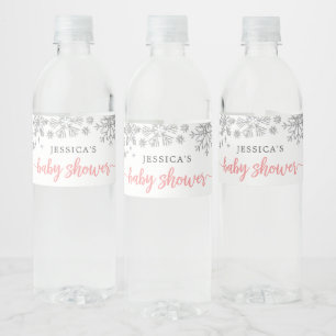Winter Snowflake Baby Shower Water Bottle Label