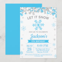 Winter Snowflake Blue and Silver Boy Birthday