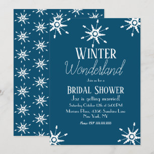 Winter Snowflake Blue Bridal Shower Invitation