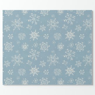 Winter Snowflake Blue Watercolor Wrapping Paper