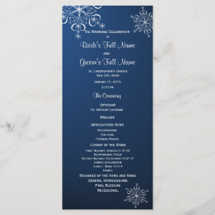 Winter Snowflake Blue Wedding Program