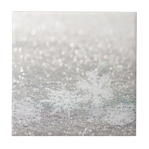 Winter Snowflake Bokeh Bling Tile