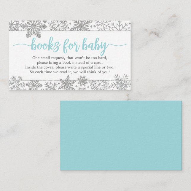 Winter Snowflake Book Request Baby Shower Enclosure Card (Front/Back)