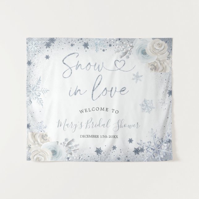 Winter Snowflake Bridal Shower Welcome Tapestry (Front (Horizontal))