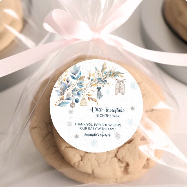 Winter Snowflake Clothesline Round Favor Stickers (Créateur téléchargé)