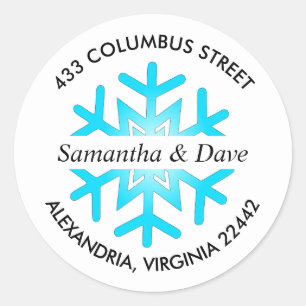 Winter Snowflake Custom Return Address Classic Round Sticker