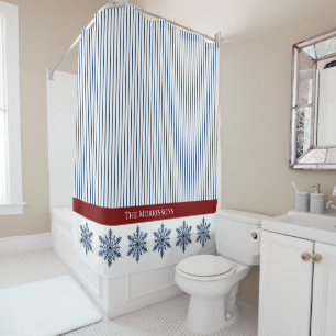 Winter Snowflake Decor with Stripes and Red Accent