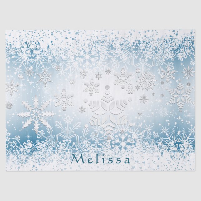 Winter Snowflake Design - Personalize Tissue Paper (Front)